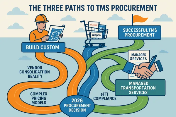 Beyond Build vs Buy: The 3-Path TMS Procurement Framework European Shippers Need to Navigate Managed Services, Vendor Consolidation, and €800K Implementation Disasters