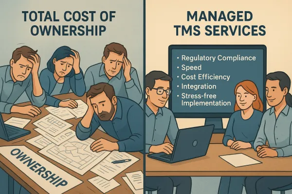 Managed TMS Services vs Software Procurement: The European Cost-Benefit Framework That Prevents €500K+ Implementation Disasters